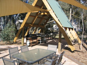 A-frame ceilings keep campers comfortable in the heat at A-line Holiday Park