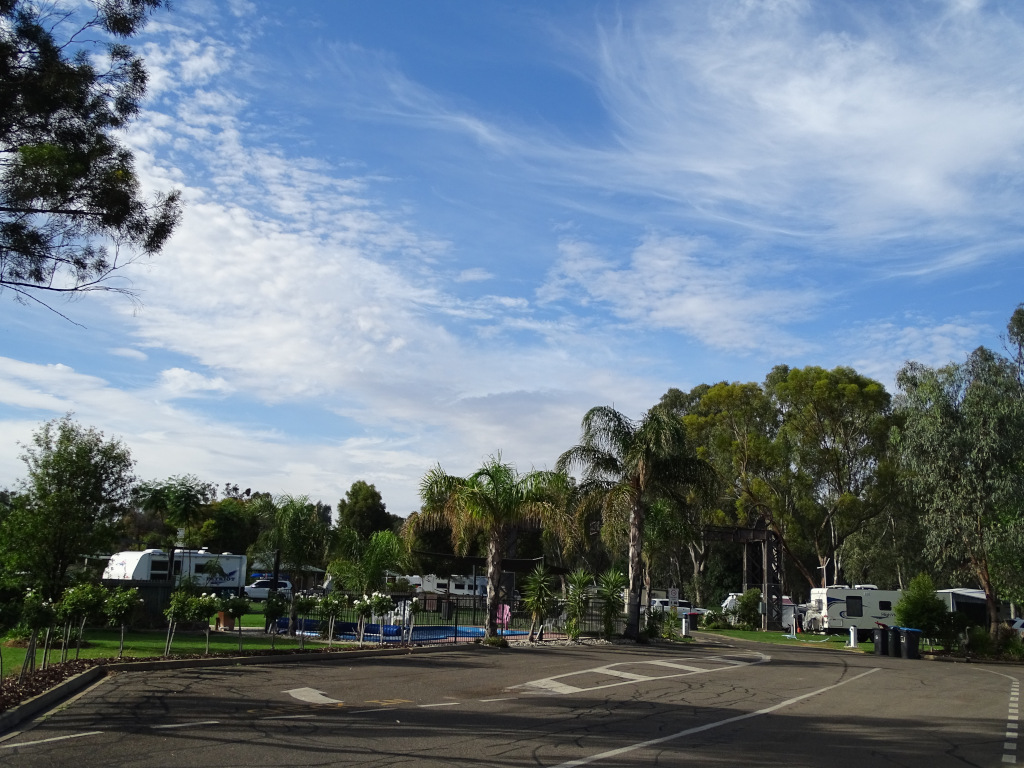 Wide streets make it easy to navigate Balranald Caravan Park with a caravan on tow