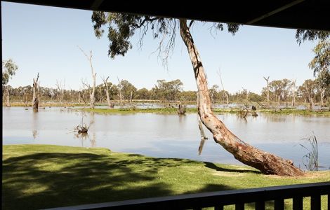 Views of the Gunbower River from the Cohuna Waterfront Holiday Park