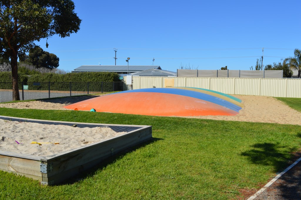 Sand-pit and jumping pillow