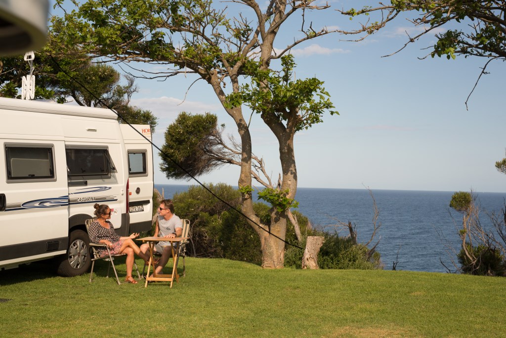 Enjoy clifftop views from camp