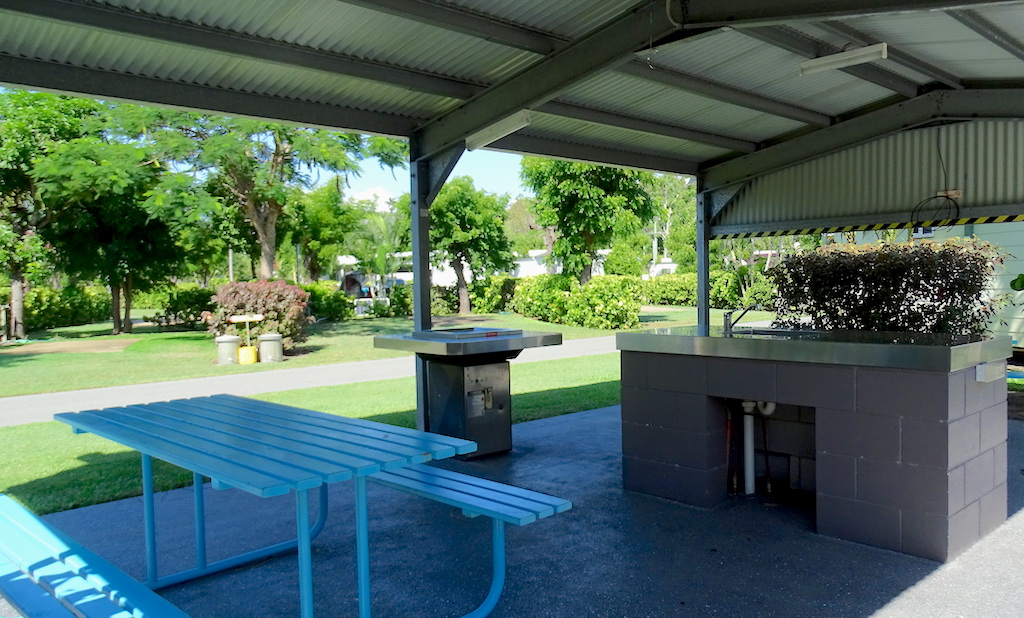 Camp kitchen is large at the Queens Beach Tourist Village