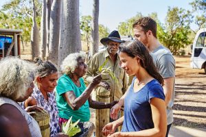 Local Indigenous hosts welcome travellers to the Waringarri Aboriginal Arts Centre