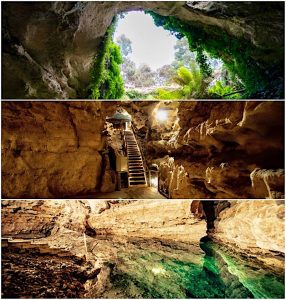 Access the intriguing Engelbrecht Caves via a sinkhole. Although a 'dry cave' it has two gorgeous jade coloured pools popular with divers