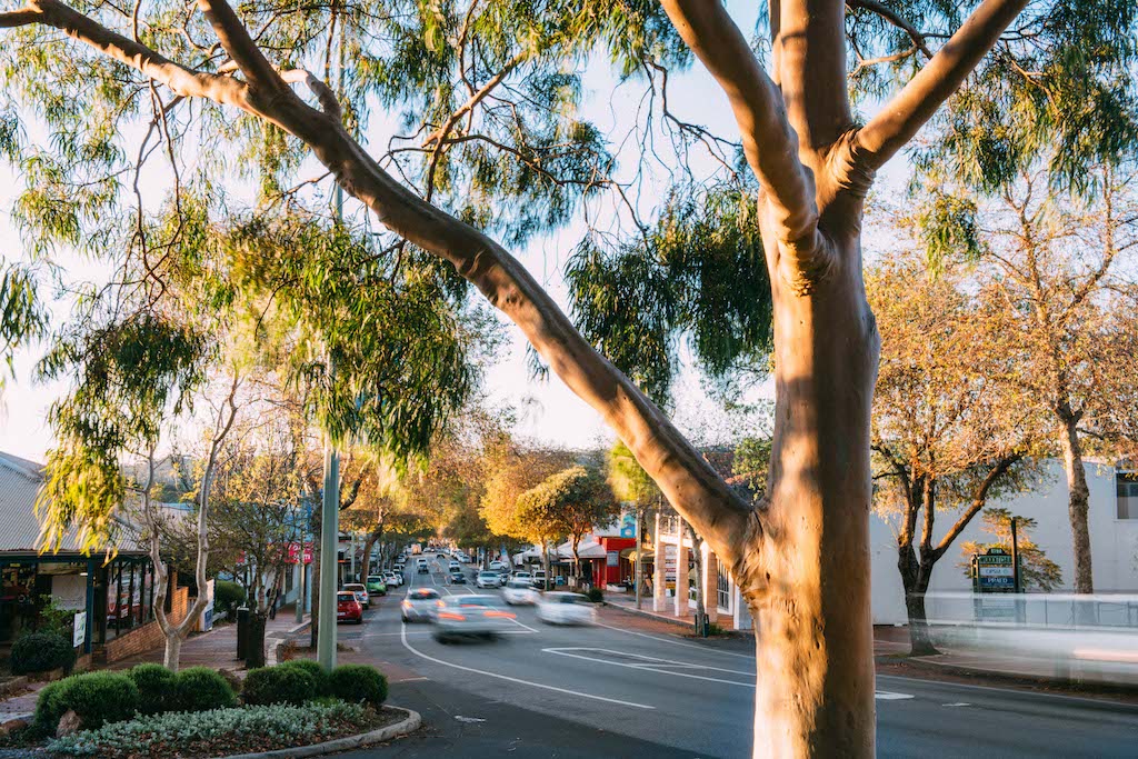 Cosmopolitan Margaret River streetscape. Renovations set to occur in 2020, with the arts precinct Margaret River HEART already underway