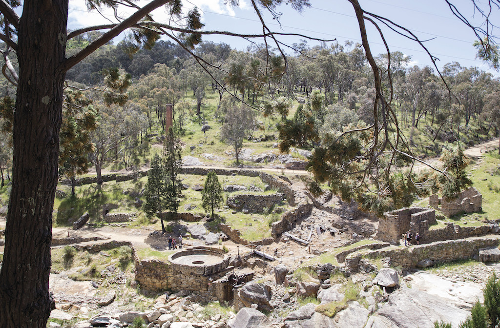 The historic site of Adelong Falls Gold Mill Ruins in the scenic country town of Adelong.