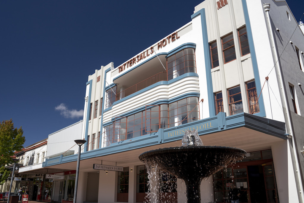 The historical facade of the Tattersalls Hotel in Armidale.
